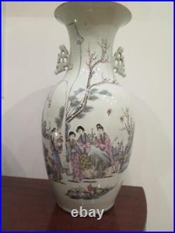 Antique Chinese Large Famille Rose Porcelain Vase Unique Decor 19th Century