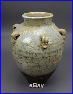 Antique Chinese Large Stoneware Glazed Storage/ Water Jar 18 inches