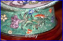 Antique Chinese Pair Of Extra Large Famille Vert Porcelain Flask Kangxi Period