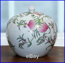 Antique Chinese Porcelain Famille Rose Large Bulbous Jar Chinoiserie Signed