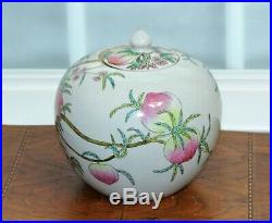 Antique Chinese Porcelain Famille Rose Large Bulbous Jar Chinoiserie Signed