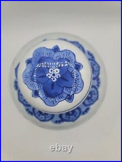 Antique Chinese Porcelain Ginger Jar Very Large Delft Blue & White Lotus & Lid