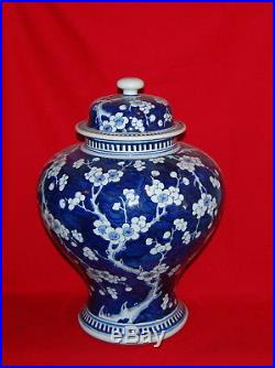 Antique Chinese Porcelain Large Prunus Blossom Covered Jar Qing Dynasty