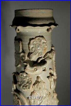 Antique Chinese Qingbai Large Earthenware Funerary Vase Song Dynasty