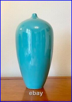 Antique Chinese Turquoise Celadon Vase Porcelain Large Oriental 15 Ins Tall