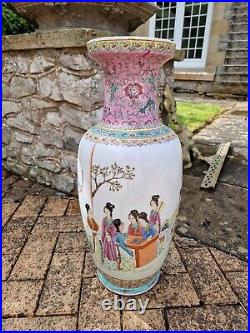 Antique Chinese Vase Large Tall Famille Rose Dynasty