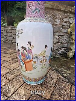 Antique Chinese Vase Large Tall Famille Rose Dynasty