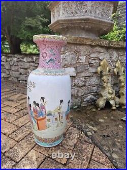 Antique Chinese Vase Large Tall Famille Rose Dynasty