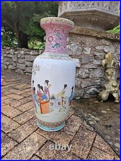 Antique Chinese Vase Large Tall Famille Rose Dynasty