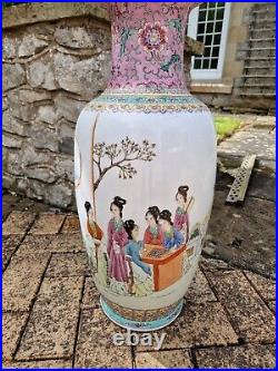 Antique Chinese Vase Large Tall Famille Rose Dynasty