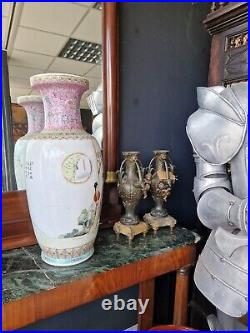 Antique Chinese Vase Vintage Famille Rose Dynasty Porcelain Large Vase