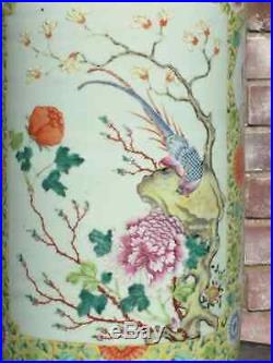 Antique Chinese cylinder Famile Rose large vase Stick stand