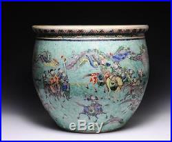 Antique Chinese large WuCai jardinière or fish bowl 21 1/4 Dia, late Qing