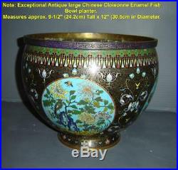 Antique Important Chinese Qing Guangxu Large Cloisonne Enamel Fish Bowl Planter