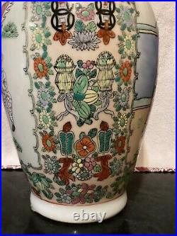 Antique Large Canton Chinese Vase, Famille Rose Decorated with Horse rider