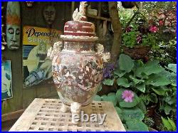 Antique Large Chinese Early 19th Century Vase With Lid & Foo Dog Finials