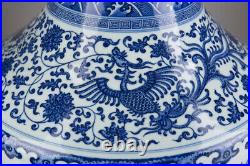 Antique Large RARE Chinese Blue & White Porcelain Vase QING dynasty Marked 52cm