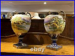 Antique Noritake Highly Decorated Vases. Large & Impressive