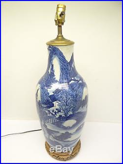 Antique Old Underglaze Chinese China Porcelain Electrified Large Floor Vase Lamp