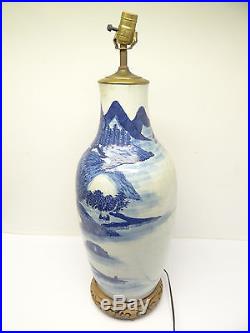 Antique Old Underglaze Chinese China Porcelain Electrified Large Floor Vase Lamp