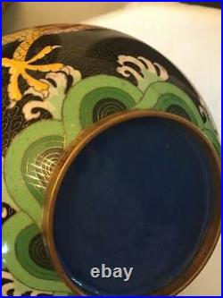Antique Signed Chinese Cloisonne Leaded Jar Enamel Dragon Vase XL Large