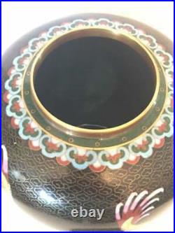 Antique Signed Chinese Cloisonne Leaded Jar Enamel Dragon Vase XL Large