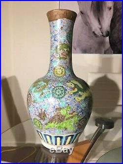Antique large kangxi marked famille verte chinese vase