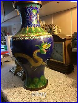 Antique, vintage Chinese Bronze Cloisonne Dragon Vase, STUNNING Large 37 Cm Approx