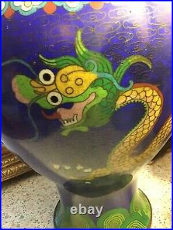 Antique, vintage Chinese Bronze Cloisonne Dragon Vase, STUNNING Large 37 Cm Approx