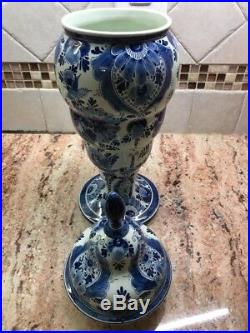 Antiques Stunning Large Blue & White Porcelain Vase Jar Delft Artist Signed