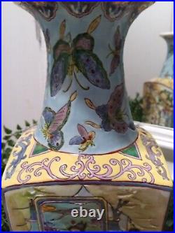 Beautiful Hand Crafted Large Canton Porcelain Vase China 19th Century Very Rare