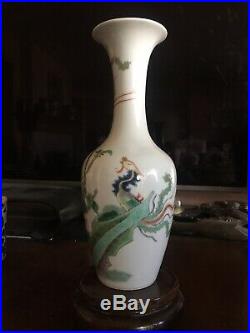 Beautiful Qing Dynasty Antique Chinese Famille Verte Large Porcelain Vase Marked