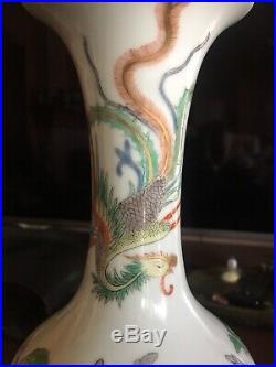 Beautiful Qing Dynasty Antique Chinese Famille Verte Large Porcelain Vase Marked