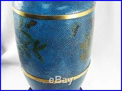 Beautiful Vintage Very Large Chinese Plique A Jour Decorative Blue Vase
