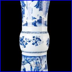 Beautiful large Chinese B&W beaker vase, figures, Kangxi, circa 1700