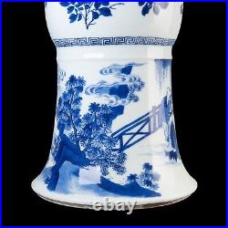 Beautiful large Chinese B&W beaker vase, figures, Kangxi, circa 1700