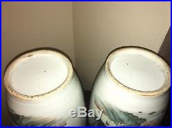 Beautifully Painted X Large 23H Pair of Chinese Antique Vases Late 19th/20th C