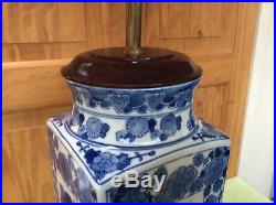 Blue & White Chinese Porcelain Vase Very Large Converted To A Lamp Magnificent