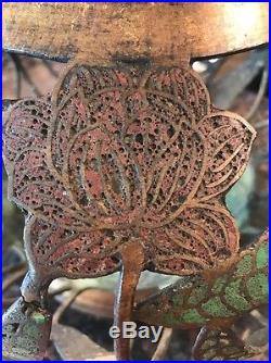 Bronze Cloisonné Vase Antique Lotus Flower Large Old Rare