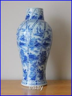 C. 18th 47cm Antique Large Chinese Blue and White Porcelain Baluster Vase Qing