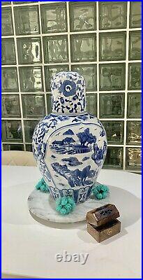 Chinese Blue & White Large Size Ginger Jar With Dome Top
