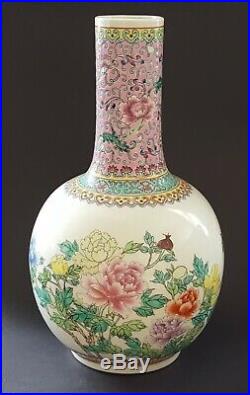 Chinese Cantonese vintage Victorian oriental antique large bottle vase