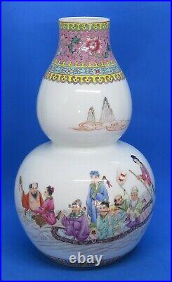 Chinese Cantonese vintage Victorian oriental antique large gourd vase B