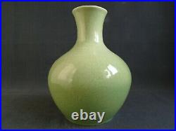 Chinese Celadon Qing dynasty large Incised Bottle Vase, excellent used condition