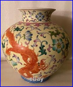 Chinese Dragon Vase Large Old with mark