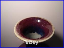 Chinese Flambe Glaze Very Large Bottle Vase WithFluted Opening & Purple/Blue Hue's