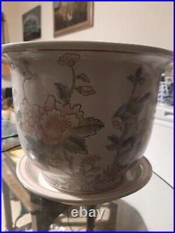 Chinese/Japanese 6 Characters Marked Floral & Bird Pattern Large Planter With