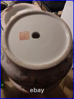 Chinese/Japanese 6 Characters Marked Floral & Bird Pattern Large Planter With