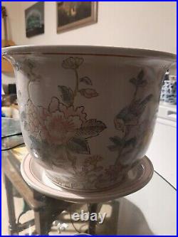 Chinese/Japanese 6 Characters Marked Floral & Bird Pattern Large Planter With