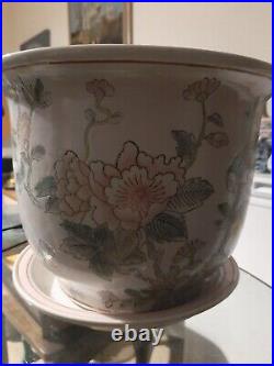 Chinese/Japanese 6 Characters Marked Floral & Bird Pattern Large Planter With